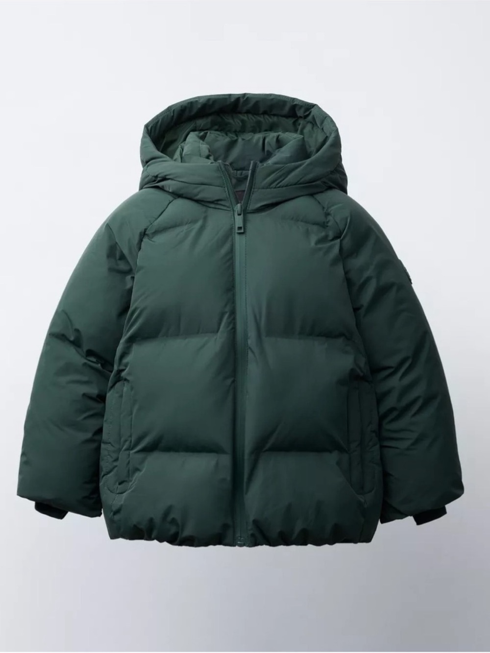 Kids Hooded Puffer Jacket - Dark Green